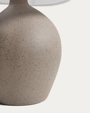 Load image into Gallery viewer, Viona large table lamp with textured stone effect and cotton lampshade UK adapter - image 4