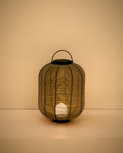 Load image into Gallery viewer, Saranella small portable LED table lamp in light grey synthetic rattan - image 2