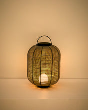 Load image into Gallery viewer, Saranella small portable LED table lamp in light grey synthetic rattan - image 3