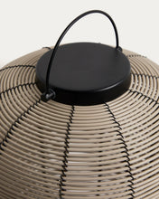 Load image into Gallery viewer, Saranella small portable LED table lamp in light grey synthetic rattan - image 7