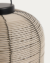 Load image into Gallery viewer, Saranella small portable LED table lamp in light grey synthetic rattan - image 8