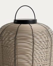Load image into Gallery viewer, Saranella small portable LED table lamp in light grey synthetic rattan - image 9