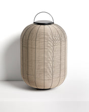 Load image into Gallery viewer, Saranella portable LED table lamp in light grey synthetic rattan
