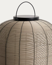 Load image into Gallery viewer, Saranella portable LED table lamp in light grey synthetic rattan - image 11