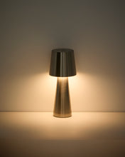 Load image into Gallery viewer, Arenys small table lamp in metal with a shiny silver finish - image 2