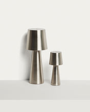 Load image into Gallery viewer, Arenys small table lamp in metal with a shiny silver finish - image 5