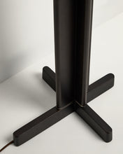 Load image into Gallery viewer, Niani floor lamp in rubber wood with dark finish and ivory-coloured cotton lamp shade with UK adaptor - image 4
