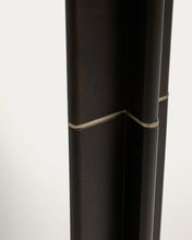 Load image into Gallery viewer, Niani floor lamp in rubber wood with dark finish and ivory-coloured cotton lamp shade with UK adaptor - image 5