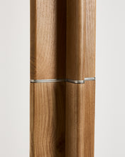 Load image into Gallery viewer, Floor lamp in rubber wood with clear finish and ivory-coloured cotton lamp shade with UK adaptor - image 5