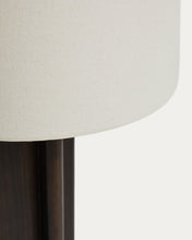 Load image into Gallery viewer, Niani table lamp in dark-finish rubber wood with ivory-coloured cotton shade Ø30cm with UK adaptor - image 4