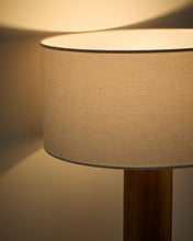 Load image into Gallery viewer, Niani table lamp in rubber wood with natural finish and ivory-coloured cotton lamp shade Ø30cm with UK adaptor - image 5