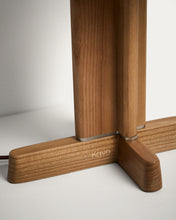 Load image into Gallery viewer, Niani table lamp in rubber wood with natural finish and ivory-coloured cotton lamp shade Ø30cm with UK adaptor - image 6