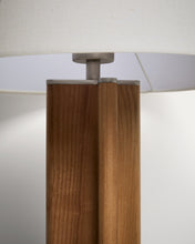 Load image into Gallery viewer, Niani table lamp in rubber wood with natural finish and ivory-coloured cotton lamp shade Ø30cm with UK adaptor - image 7