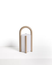 Load image into Gallery viewer, Leros small portable table lamp in taupe polyethylene and steel