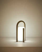 Load image into Gallery viewer, Leros small portable table lamp in taupe polyethylene and steel - image 2