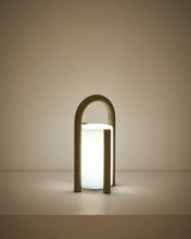 Load image into Gallery viewer, Leros small portable table lamp in taupe polyethylene and steel - image 3