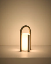 Load image into Gallery viewer, Leros small portable table lamp in taupe polyethylene and steel - image 5