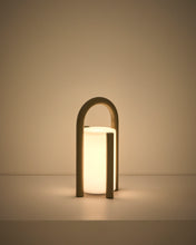 Load image into Gallery viewer, Leros small portable table lamp in taupe polyethylene and steel - image 6