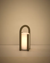 Load image into Gallery viewer, Leros small portable table lamp in taupe polyethylene and steel - image 7