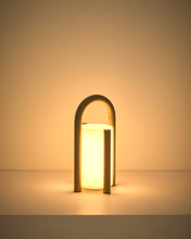 Load image into Gallery viewer, Leros small portable table lamp in taupe polyethylene and steel - image 8