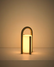 Load image into Gallery viewer, Leros small portable table lamp in taupe polyethylene and steel - image 9