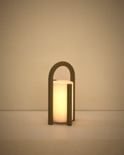 Load image into Gallery viewer, Leros small portable table lamp in taupe polyethylene and steel - image 10