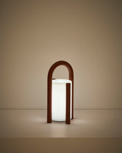 Load image into Gallery viewer, Leros small portable table lamp in terracotta polyethylene and steel - image 3