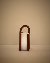 Load image into Gallery viewer, Leros small portable table lamp in terracotta polyethylene and steel - image 4