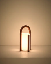Load image into Gallery viewer, Leros small portable table lamp in terracotta polyethylene and steel - image 5