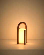 Load image into Gallery viewer, Leros small portable table lamp in terracotta polyethylene and steel - image 6