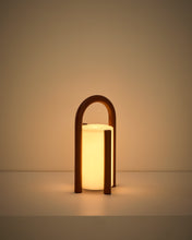 Load image into Gallery viewer, Leros small portable table lamp in terracotta polyethylene and steel - image 7