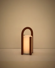 Load image into Gallery viewer, Leros small portable table lamp in terracotta polyethylene and steel - image 8