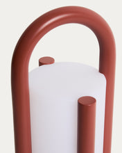 Load image into Gallery viewer, Leros small portable table lamp in terracotta polyethylene and steel - image 12