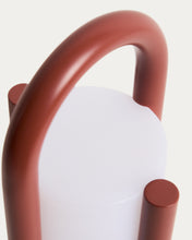Load image into Gallery viewer, Leros small portable table lamp in terracotta polyethylene and steel - image 13