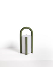 Load image into Gallery viewer, Leros small portable table lamp in green polyethylene and steel