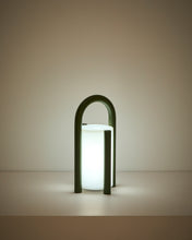 Load image into Gallery viewer, Leros small portable table lamp in green polyethylene and steel - image 3