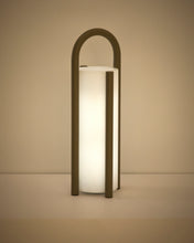 Load image into Gallery viewer, Leros large portable table lamp in taupe polyethylene and steel - image 4