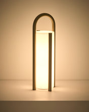 Load image into Gallery viewer, Leros large portable table lamp in taupe polyethylene and steel - image 5