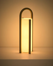 Load image into Gallery viewer, Leros large portable table lamp in taupe polyethylene and steel - image 9