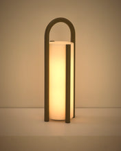 Load image into Gallery viewer, Leros large portable table lamp in taupe polyethylene and steel - image 10