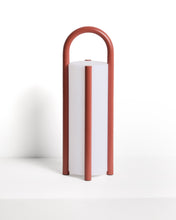 Load image into Gallery viewer, Leros large portable table lamp in terracotta polyethylene and steel