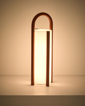 Load image into Gallery viewer, Leros large portable table lamp in terracotta polyethylene and steel - image 4