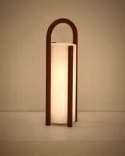 Load image into Gallery viewer, Leros large portable table lamp in terracotta polyethylene and steel - image 6