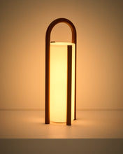 Load image into Gallery viewer, Leros large portable table lamp in terracotta polyethylene and steel - image 8