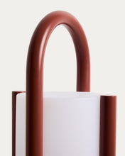 Load image into Gallery viewer, Leros large portable table lamp in terracotta polyethylene and steel - image 10