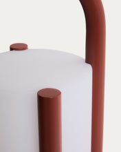 Load image into Gallery viewer, Leros large portable table lamp in terracotta polyethylene and steel - image 11