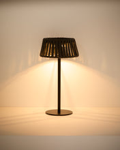 Load image into Gallery viewer, Aldet outdoor solar table lamp in black flat rope cord with metal stand - image 2