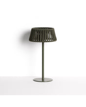 Load image into Gallery viewer, Aldet outdoor solar table lamp in green flat rope cord with metal stand