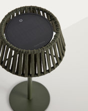 Load image into Gallery viewer, Aldet outdoor solar table lamp in green flat rope cord with metal stand - image 7