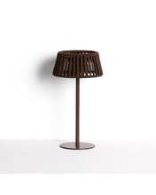 Load image into Gallery viewer, Aldet outdoor solar table lamp in brown flat rope cord with metal stand